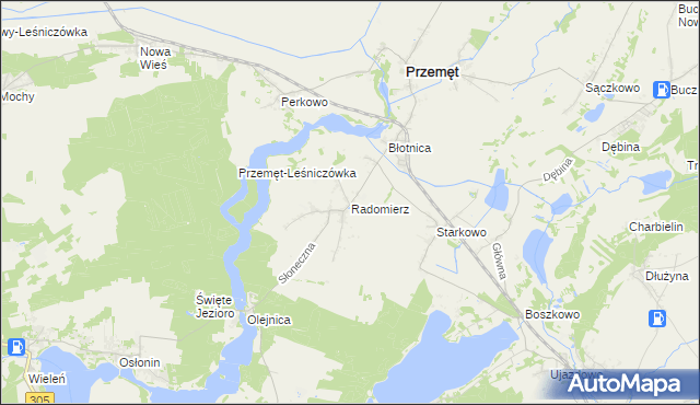 mapa Radomierz gmina Przemęt, Radomierz gmina Przemęt na mapie Targeo