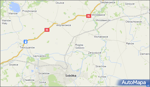 mapa Rogów Sobócki, Rogów Sobócki na mapie Targeo