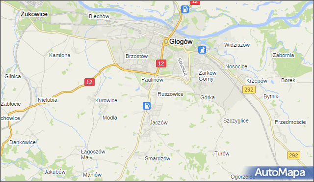 mapa Ruszowice gmina Głogów, Ruszowice gmina Głogów na mapie Targeo