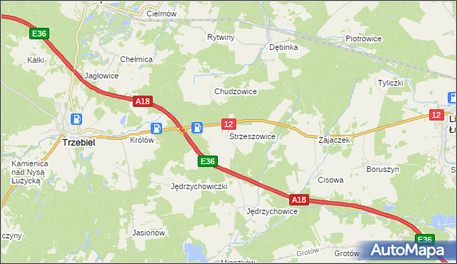 mapa Strzeszowice, Strzeszowice na mapie Targeo