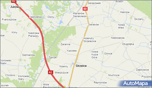 mapa Aleksandrów gmina Strzelce, Aleksandrów gmina Strzelce na mapie Targeo