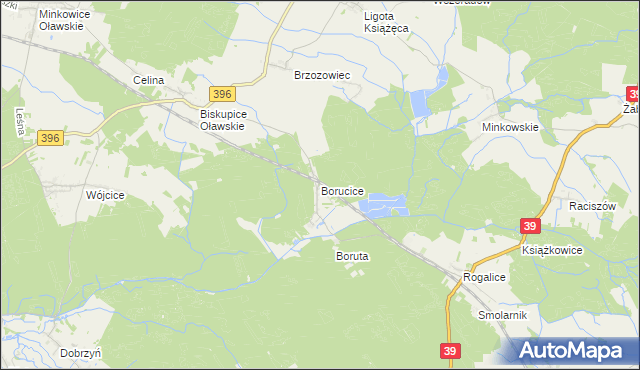 mapa Borucice gmina Lubsza, Borucice gmina Lubsza na mapie Targeo