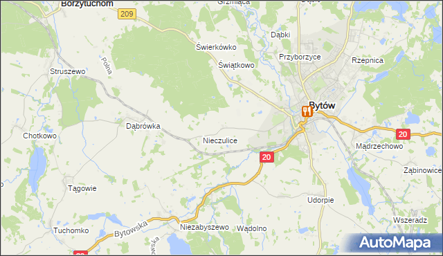 mapa Chomice gmina Bytów, Chomice gmina Bytów na mapie Targeo