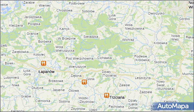 mapa Cichawka, Cichawka na mapie Targeo