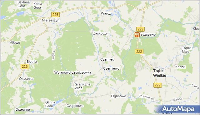 mapa Czerniec gmina Trąbki Wielkie, Czerniec gmina Trąbki Wielkie na mapie Targeo