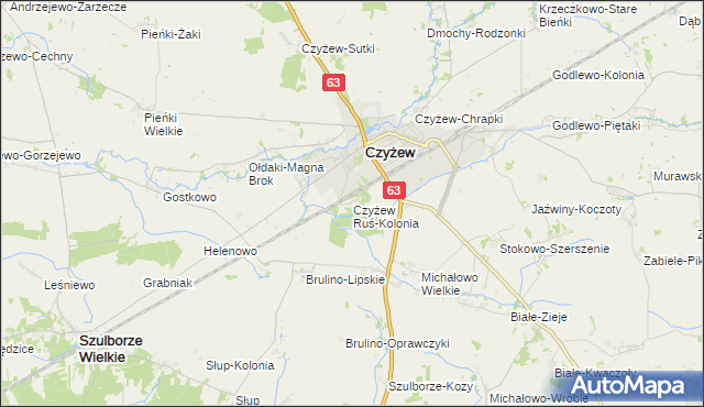 mapa Czyżew Ruś-Kolonia, Czyżew Ruś-Kolonia na mapie Targeo