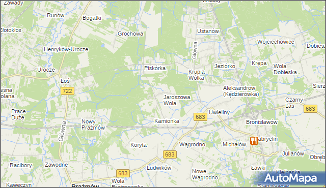 mapa Jaroszowa Wola, Jaroszowa Wola na mapie Targeo
