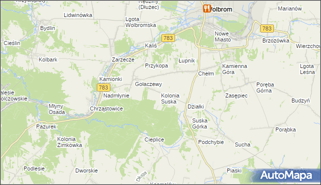 mapa Kolonia Suska, Kolonia Suska na mapie Targeo