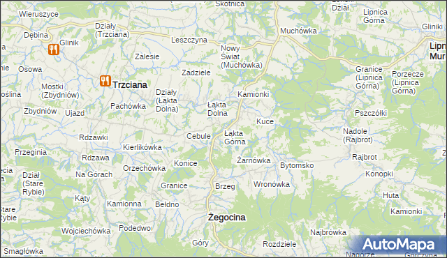 mapa Łąkta Górna, Łąkta Górna na mapie Targeo