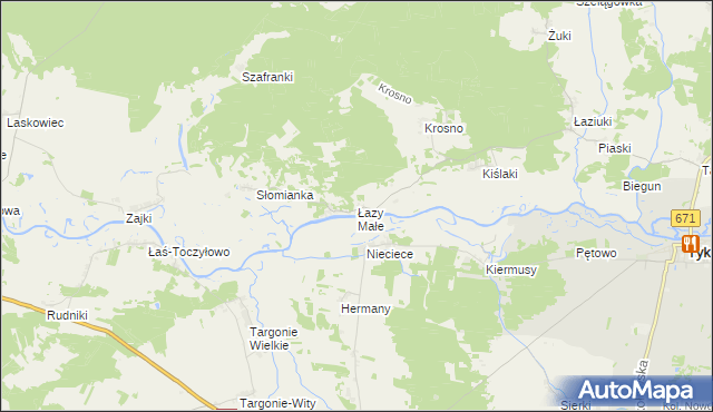 mapa Łazy Małe, Łazy Małe na mapie Targeo