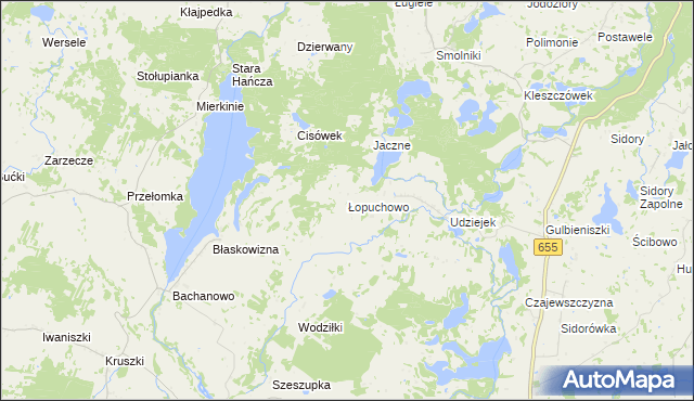 mapa Łopuchowo gmina Jeleniewo, Łopuchowo gmina Jeleniewo na mapie Targeo