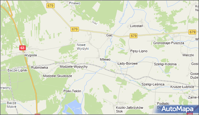 mapa Milewo gmina Łomża, Milewo gmina Łomża na mapie Targeo