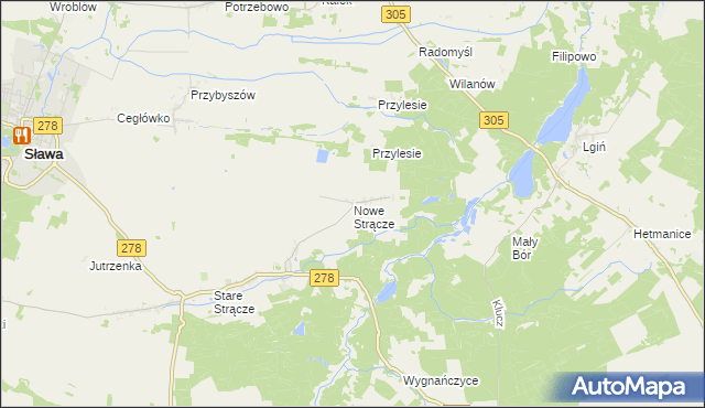 mapa Nowe Strącze, Nowe Strącze na mapie Targeo