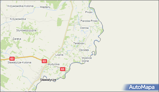 mapa Nowosiółki gmina Sławatycze, Nowosiółki gmina Sławatycze na mapie Targeo