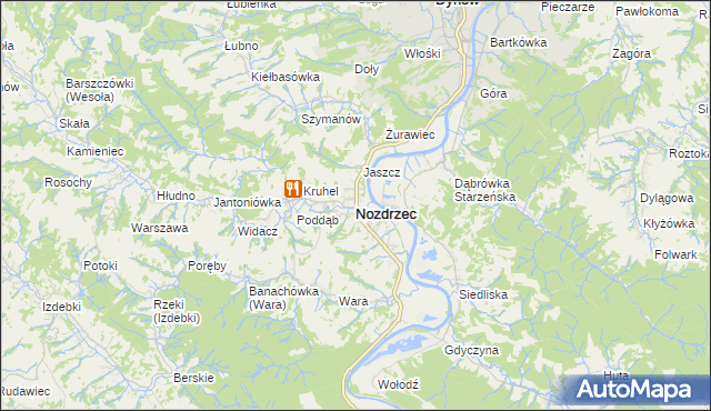 mapa Nozdrzec, Nozdrzec na mapie Targeo