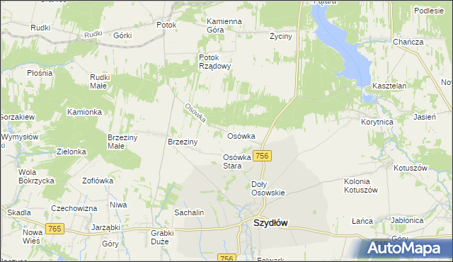 mapa Osówka gmina Szydłów, Osówka gmina Szydłów na mapie Targeo