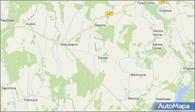 mapa Osowo gmina Nowogard, Osowo gmina Nowogard na mapie Targeo