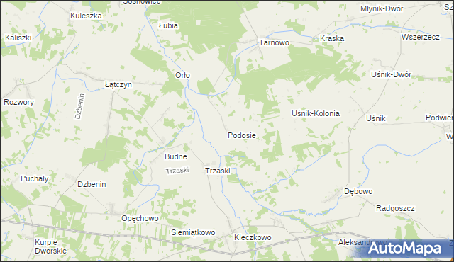 mapa Podosie gmina Miastkowo, Podosie gmina Miastkowo na mapie Targeo