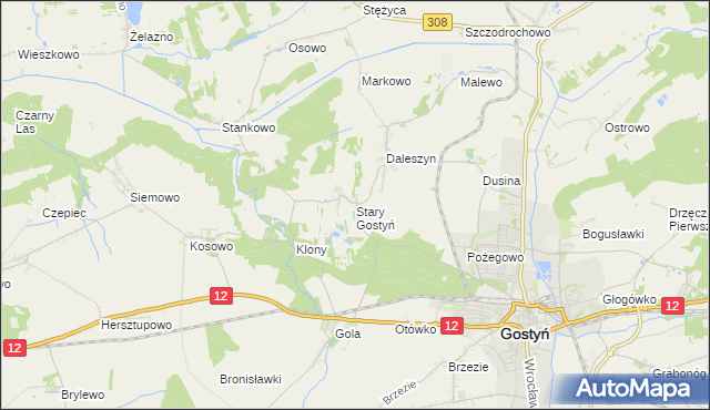 mapa Stary Gostyń, Stary Gostyń na mapie Targeo