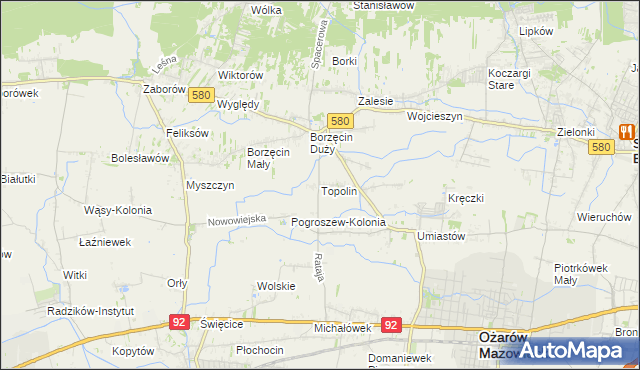 mapa Topolin gmina Stare Babice, Topolin gmina Stare Babice na mapie Targeo