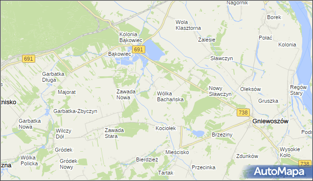 mapa Wólka Bachańska, Wólka Bachańska na mapie Targeo