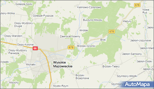 mapa Brzóski-Gromki, Brzóski-Gromki na mapie Targeo