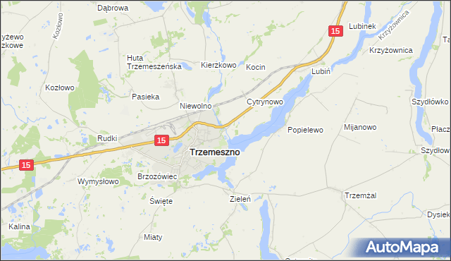 mapa Bystrzyca gmina Trzemeszno, Bystrzyca gmina Trzemeszno na mapie Targeo