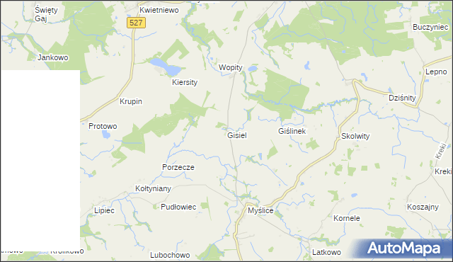 mapa Gisiel gmina Stary Dzierzgoń, Gisiel gmina Stary Dzierzgoń na mapie Targeo