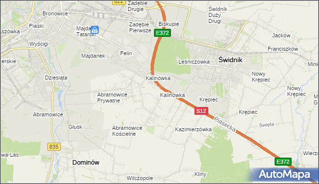 mapa Kalinówka gmina Głusk, Kalinówka gmina Głusk na mapie Targeo