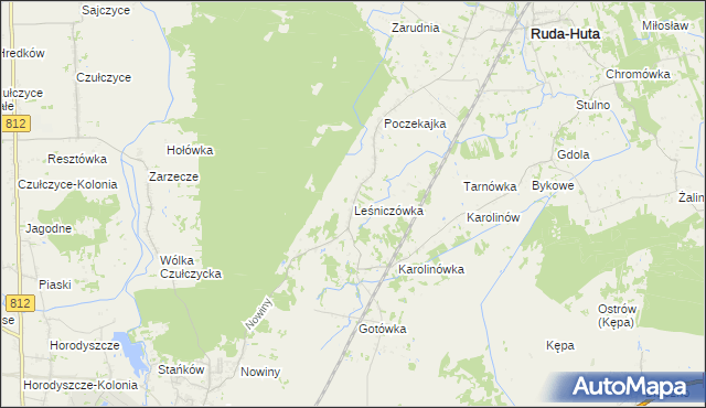 mapa Leśniczówka gmina Ruda-Huta, Leśniczówka gmina Ruda-Huta na mapie Targeo