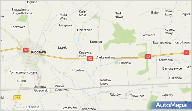 mapa Aleksandrów gmina Chodów, Aleksandrów gmina Chodów na mapie Targeo