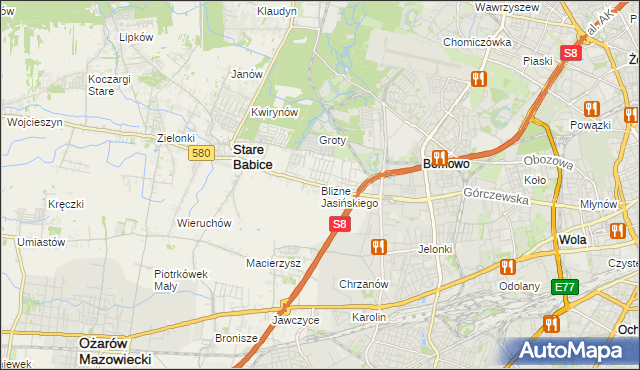 mapa Blizne Jasińskiego, Blizne Jasińskiego na mapie Targeo