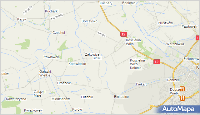 mapa Głóski, Głóski na mapie Targeo