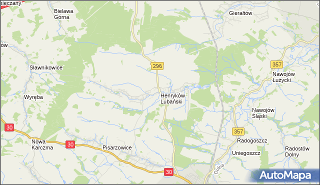 mapa Henryków Lubański, Henryków Lubański na mapie Targeo