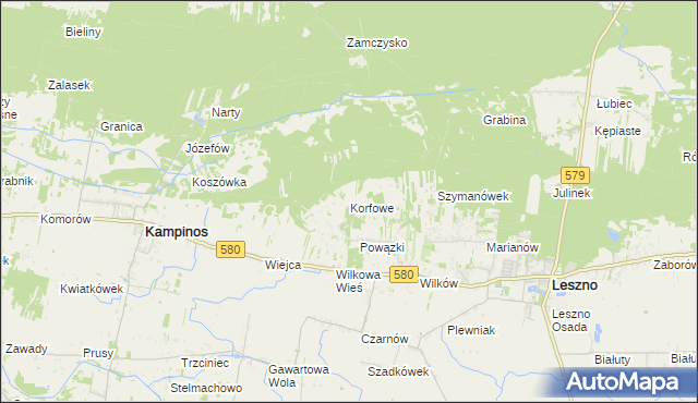 mapa Korfowe, Korfowe na mapie Targeo