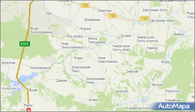 mapa Niwa Odechowska, Niwa Odechowska na mapie Targeo