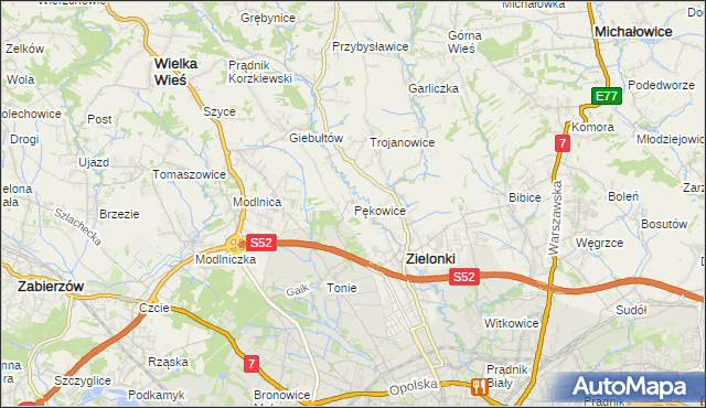 mapa Pękowice, Pękowice na mapie Targeo