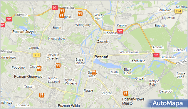 mapa Poznania, Poznań na mapie Targeo