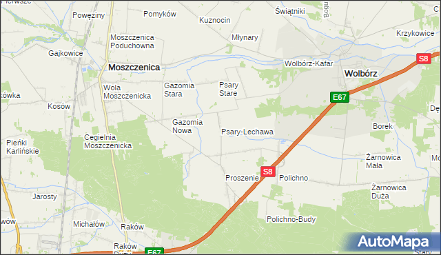 mapa Psary-Lechawa, Psary-Lechawa na mapie Targeo