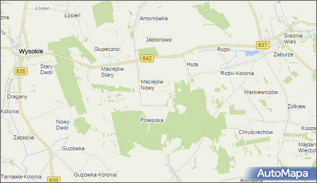 mapa Rezerwa, Rezerwa na mapie Targeo