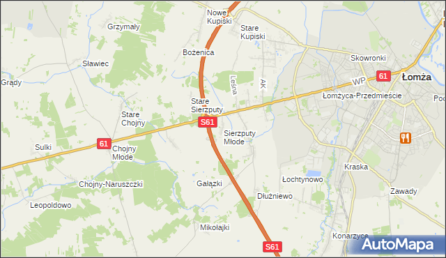 mapa Sierzputy Młode, Sierzputy Młode na mapie Targeo