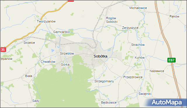 mapa Sobótka powiat wrocławski, Sobótka powiat wrocławski na mapie Targeo