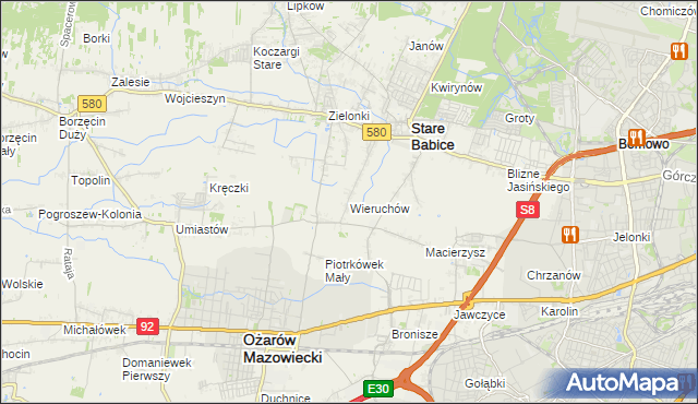 mapa Wieruchów, Wieruchów na mapie Targeo