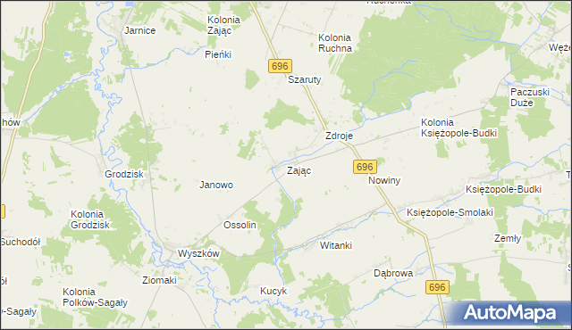 mapa Zając gmina Liw, Zając gmina Liw na mapie Targeo