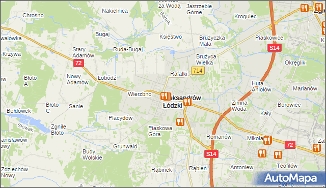 mapa Aleksandrów Łódzki, Aleksandrów Łódzki na mapie Targeo