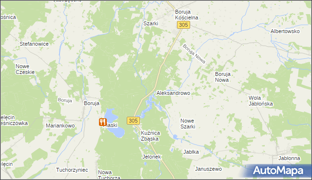 mapa Aleksandrowo gmina Rakoniewice, Aleksandrowo gmina Rakoniewice na mapie Targeo