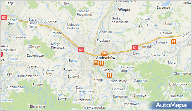 mapa Andrychów, Andrychów na mapie Targeo