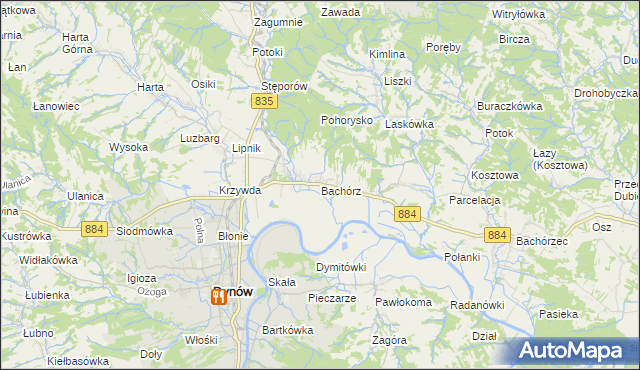 mapa Bachórz gmina Dynów, Bachórz gmina Dynów na mapie Targeo
