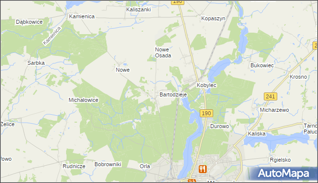 mapa Bartodzieje gmina Wągrowiec, Bartodzieje gmina Wągrowiec na mapie Targeo