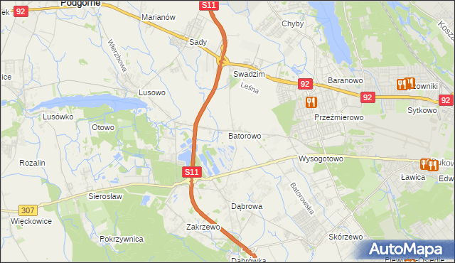 mapa Batorowo gmina Tarnowo Podgórne, Batorowo gmina Tarnowo Podgórne na mapie Targeo